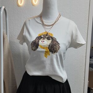 Chic White Dog Graphic Tee
